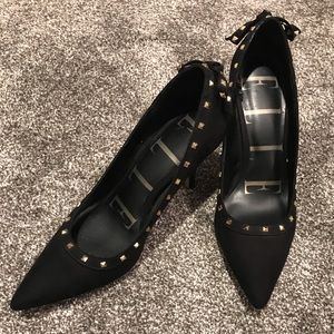 Black heels with Gold stud detail
